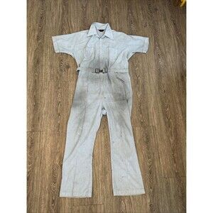 True Vtg 60s Parasuit Coveralls Hickory Stripe Thrashed Workwear 42R Jumpsuit